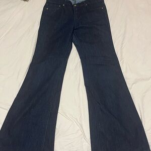 Dark Blue High Waist Flare Jeans